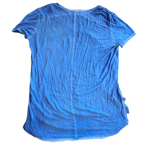 We The Free Womens Stonewashed Blue Pocket Tshirt High Low Small - Picture 2 of 5